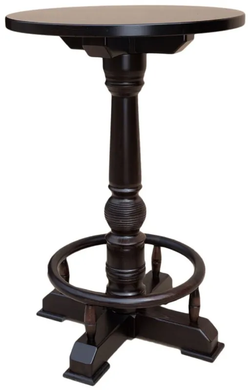 Zertifiziert Casa Padrino tavolo da bar di lusso con poggiapiedi marrone scuro Ø 75 x A. 110 cm - Tavolo rotondo in legno massello - Mobili in legno massello - Mobili da bar - Mobili per gastronomia