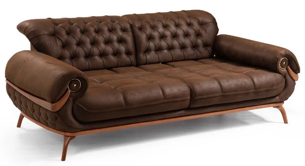 Casa Padrino divano da soggiorno Chesterfield di lusso con schienali regolabili marrone scuro / marrone - Mobili da soggiorno Chesterfield - Mobili da soggiorno di lusso - Arredi di lusso Bestpreis