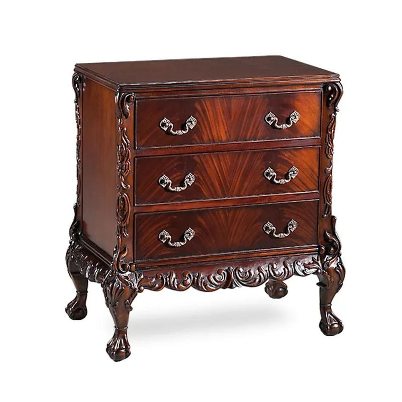 Highlight Casa Padrino cassettiera barocca di lusso marrone scuro - comodino con 3 cassetti - mobili di lusso