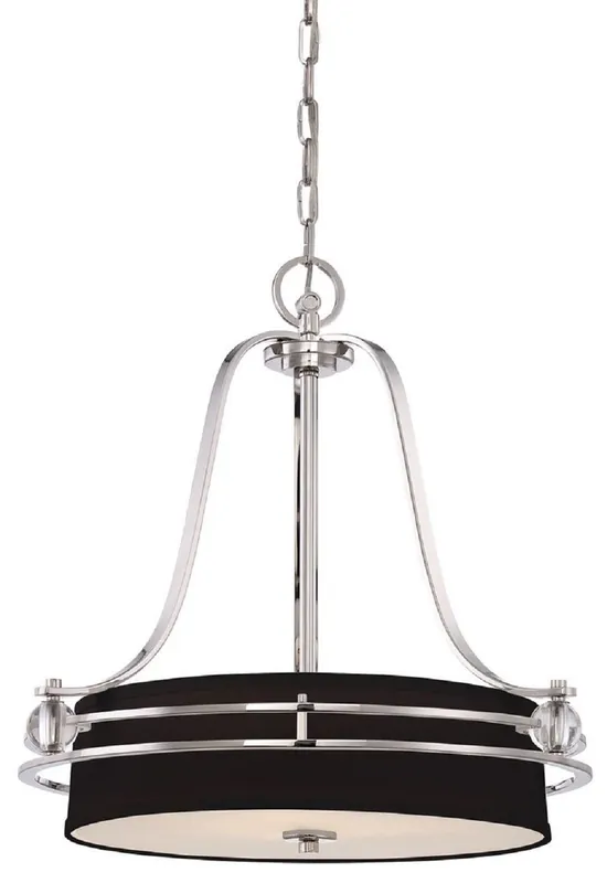Casa Padrino lampada a sospensione Art Deco di lusso argento / nero Ø 58,4 x A. 61 cm - Lampada a sospensione rotonda in metallo con paralume - Lampade Art Deco - Lampade di lusso Preisreduziert