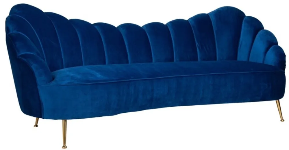 Finale Aktion Casa Padrino divano di lusso in velluto blu / oro 230 x 94 x A. 90 cm - Divano soggiorno con pregiato tessuto in velluto - Mobili soggiorno - Mobili di lusso - Arredi soggiorno - Arredi di lusso
