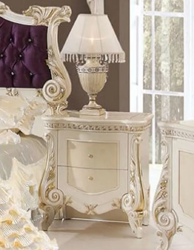 Casa Padrino comodino barocco di lusso beige / bianco / oro - Magnifico comodino barocco con 2 cassetti - Mobili da camera da letto di lusso in stile barocco - Mobili barocchi - Arredi barocchi Angebot