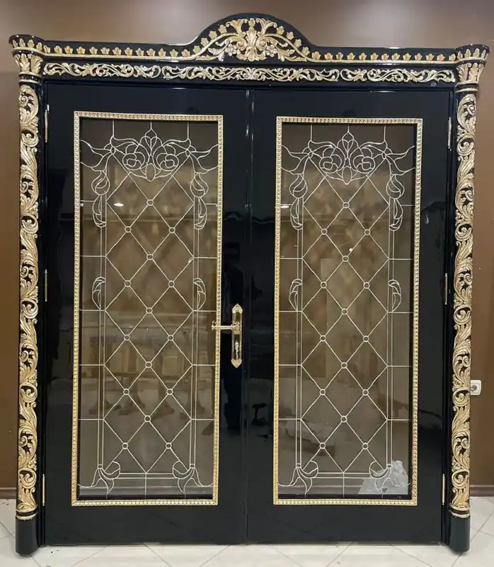 Neuheit Casa Padrino porta appartamento doppia barocco di lusso nero / oro - Magnifica porta con cornice - Mobili di lusso stile barocco - Mobili barocchi - Mobili per hotel - Arredi barocchi