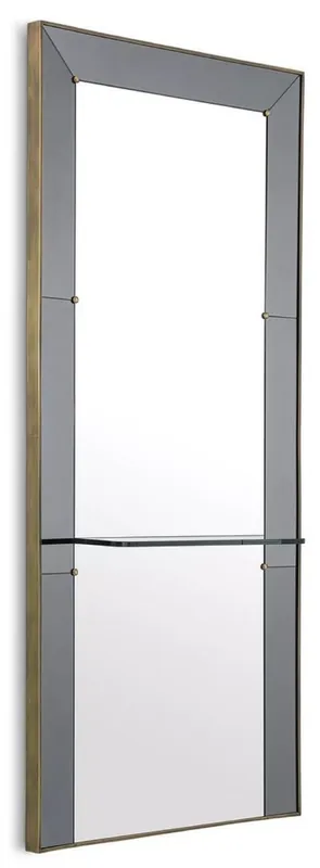 Casa Padrino specchio da parete di lusso grigio / ottone antico 100 x A. 217 cm - Specchio rettangolare per armadio con mensola in vetro - Specchio bagno - Mobili armadio - Mobili di lusso Saisonangebot