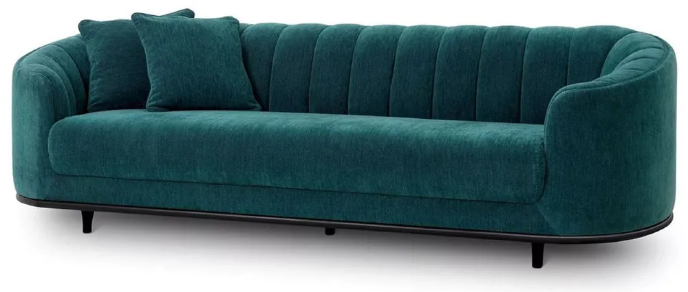 Top-Seller Casa Padrino divano di lusso verde / nero 240 x 96 x A. 74,5 cm - Divano soggiorno con 2 cuscini - Mobili da soggiorno - Mobili di lusso - Arredi da soggiorno - Arredi di lusso - Qualità di lusso