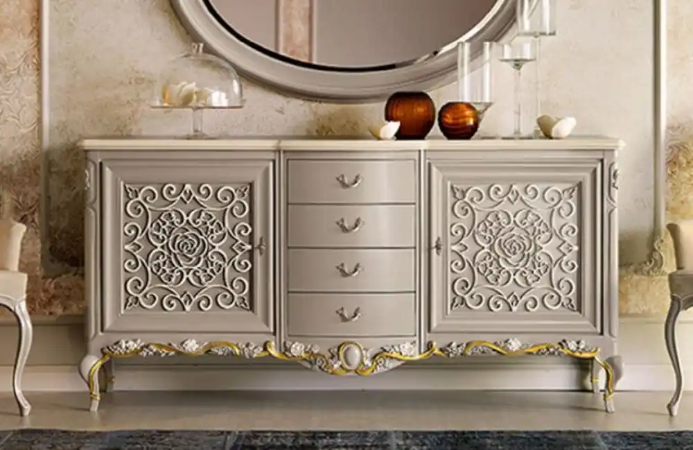 Neu Im Sortiment Casa Padrino credenza barocco di lusso grigio / marrone / crema / oro - Armadio fatto a mano in legno massello - Mobili di lusso in stile barocco - Mobili barocchi - Fatto in Italia