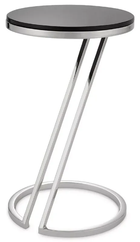 Casa Padrino tavolino di lusso argento / grigio Ø 36 x A. 60 cm - Tavolo in acciaio inox con piano in vetro - Mobili soggiorno - Mobili di lusso - Arredamento di lusso - Interni di lusso Bestseller
