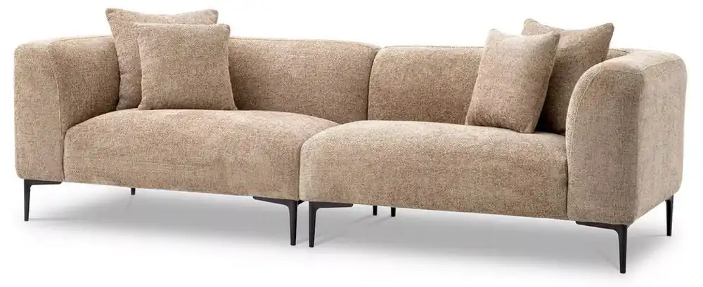 Schneller Versand Casa Padrino divano di lusso sabbia / nero 252 x 99 x A. 75 cm - Divano soggiorno con 4 cuscini - Mobili da soggiorno - Arredi da soggiorno - Mobili di lusso - Arredi di lusso
