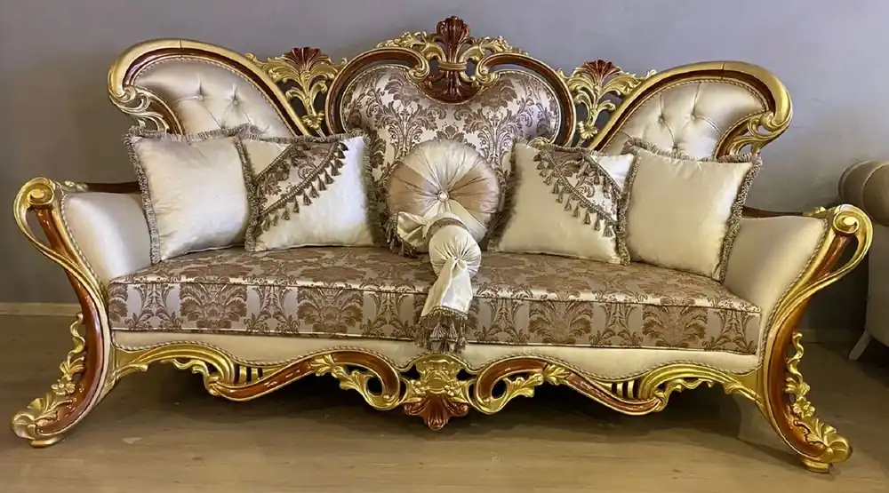 Casa Padrino divano barocco di lusso crema / argento / marrone / oro / marrone - Magnifico divano da soggiorno - Mobili da soggiorno stile barocco - Mobili di lusso stile barocco - Mobili barocchi Super-Preis