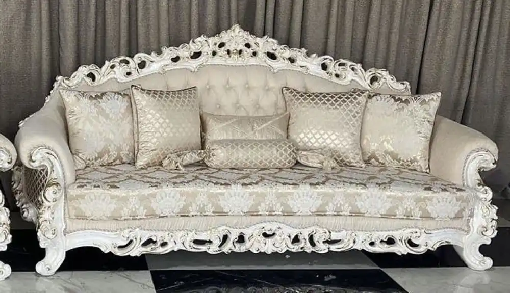 Rabatt Casa Padrino divano barocco di lusso crema / bianco / oro - Magnifico divano da soggiorno - Mobili da soggiorno in stile barocco - Mobili di lusso in stile barocco - Arredi da soggiorno barocchi