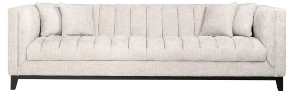Casa Padrino divano in velluto di lusso naturale / nero 255 x 91 x A. 77 cm - Divano da soggiorno con 4 cuscini - Mobili da soggiorno - Mobili di lusso - Arredi da soggiorno - Arredi di lusso Ausverkauf