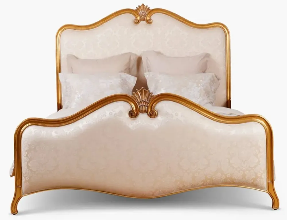 Direktkauf Casa Padrino letto matrimoniale barocco di lusso oro / motivo crema / oro antico - Magnifico letto in legno massello - Mobili da camera di lusso stile barocco - Mobili barocchi - Arredi barocchi