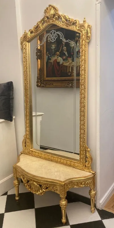 Casa Padrino consolle a specchio barocco con piano in marmo oro / crema - Magnifica consolle barocco con specchio - Mobili guardaroba in stile barocco - Mobili barocchi - Mobili in stile antico Solange Der Vorrat Reicht