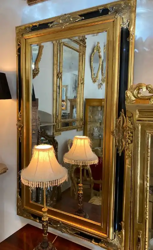 Sichere Zahlung Casa Padrino specchio barocco oro / nero - Specchio da parete stile barocco con decorazioni - Specchio da parete rettangolare stile barocco - Specchio barocco da guardaroba - Mobili stile barocco