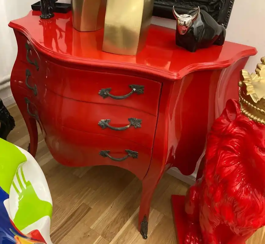 Geprüft Casa Padrino cassettone barocco con 3 cassetti rosso - Cassettone in legno massello fatto a mano in stile barocco - Mobili camera da letto in stile barocco - Mobili barocchi - Arredi barocchi