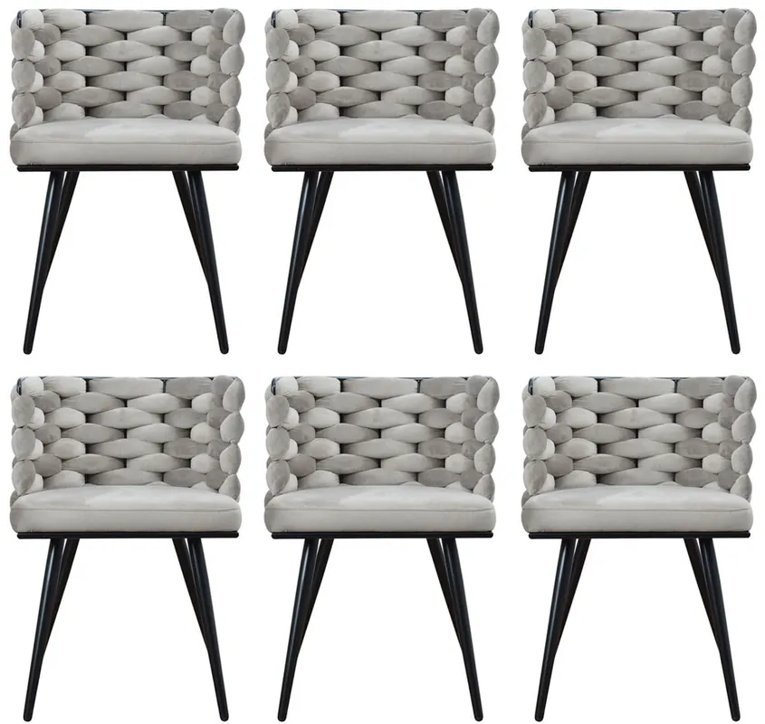 Casa Padrino set di 6 sedie da pranzo di lusso grigio / nero 53 x 46 x A. 75 cm - Sedie da cucina di lusso - Mobili per sala da pranzo - Mobili da cucina - Mobili di lusso - Arredi di lusso Aktuell