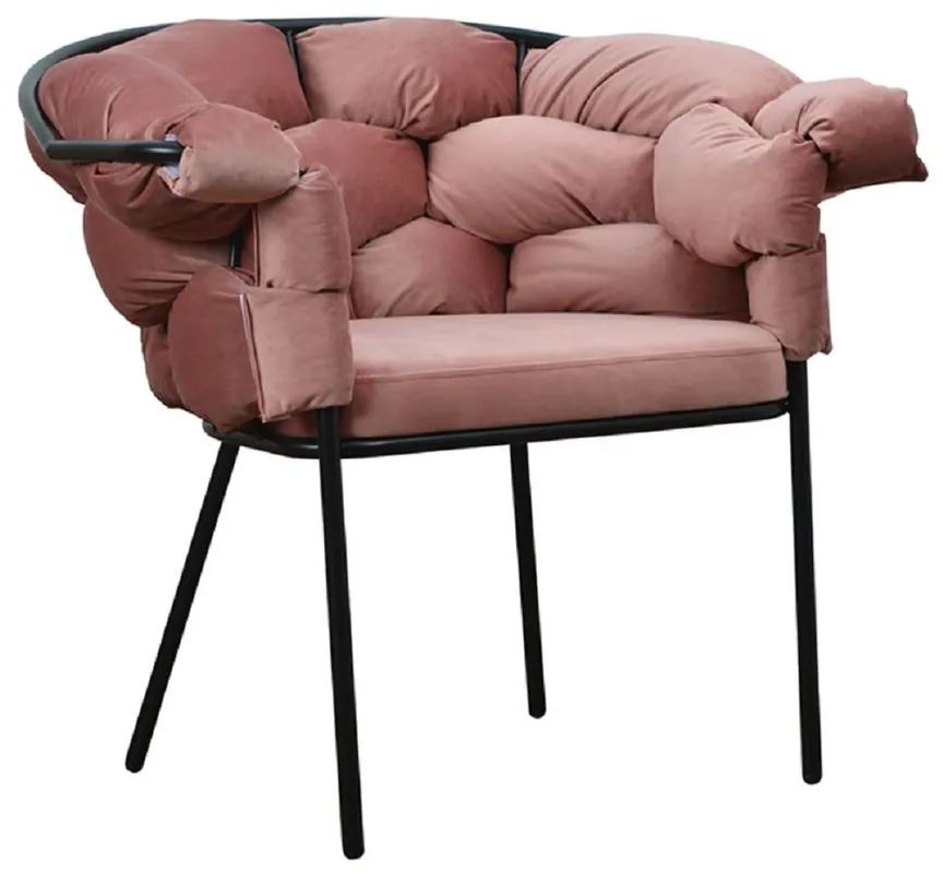 Casa Padrino poltrona di design di lusso rosa / nero 81 x 64 x A. 75 cm - Poltrona da soggiorno - Mobili da soggiorno - Mobili di lusso - Arredi da soggiorno - Arredi di lusso - Di lusso mobili Nur Für Kurze Zeit