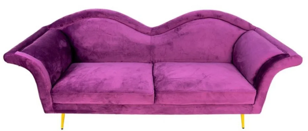 Casa Padrino divano a 3 posti di design di lusso viola / oro 215 x 73 x A. 85 cm - Divano da soggiorno - Mobili da soggiorno - Mobili di lusso - Mobili di design - Arredi da soggiorno di lusso Begrenztes Angebot