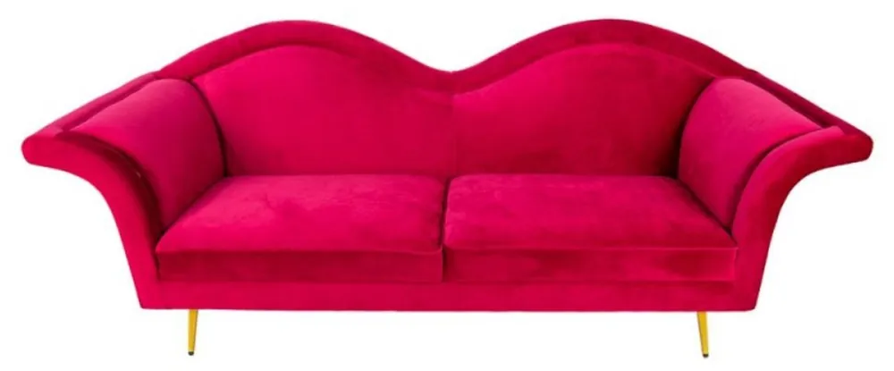 Casa Padrino divano a 3 posti di design di lusso rosso / oro 215 x 73 x A. 85 cm - Divano da soggiorno - Mobili da soggiorno - Mobili di lusso - Mobili di design - Arredi da soggiorno di lusso Neue Ware