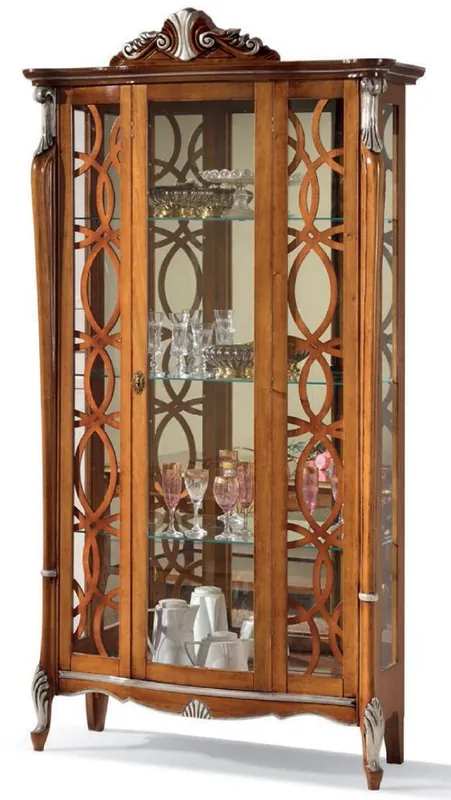 Casa Padrino vetrina barocco di lusso marrone / argento - Vetrina fatto a mano stile barocco italiano - Mobili stile barocco - Mobili barocchi italiani - Qualità di Lusso - Fatto in Italia Zertifiziert