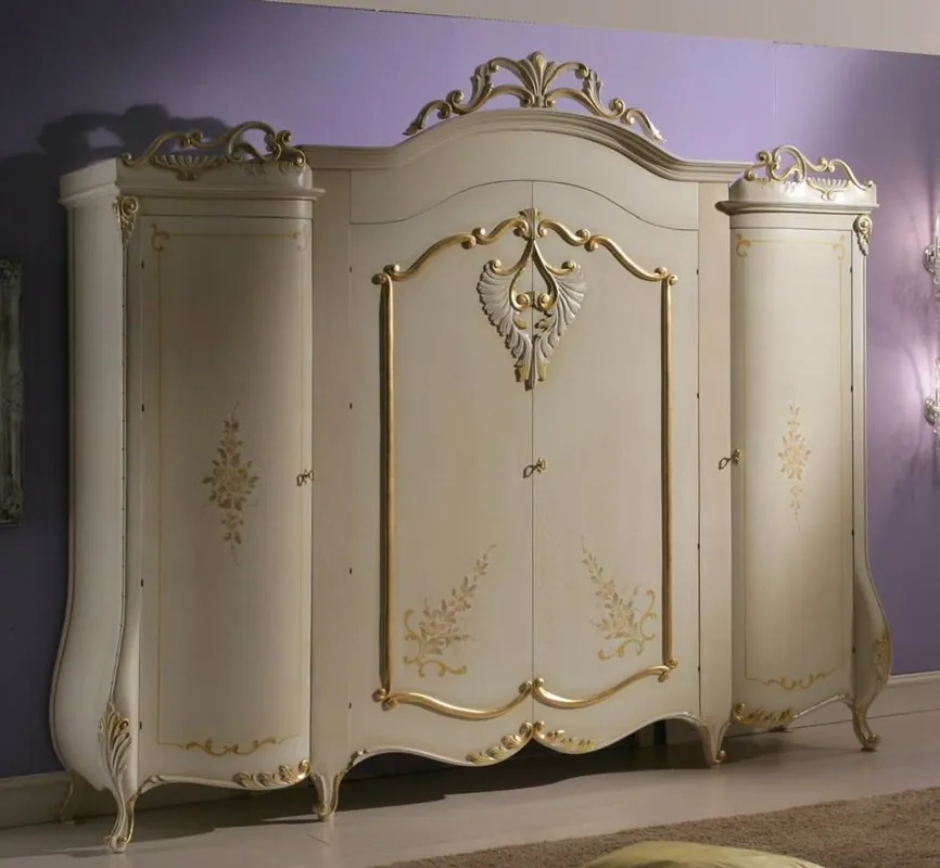 Neu Casa Padrino armadio da camera da letto barocco di lusso crema / oro - Magnifico guardaroba stile barocco - Mobili per camera da letto di lusso stile barocco - Qualità di lusso - Fatto in Italia