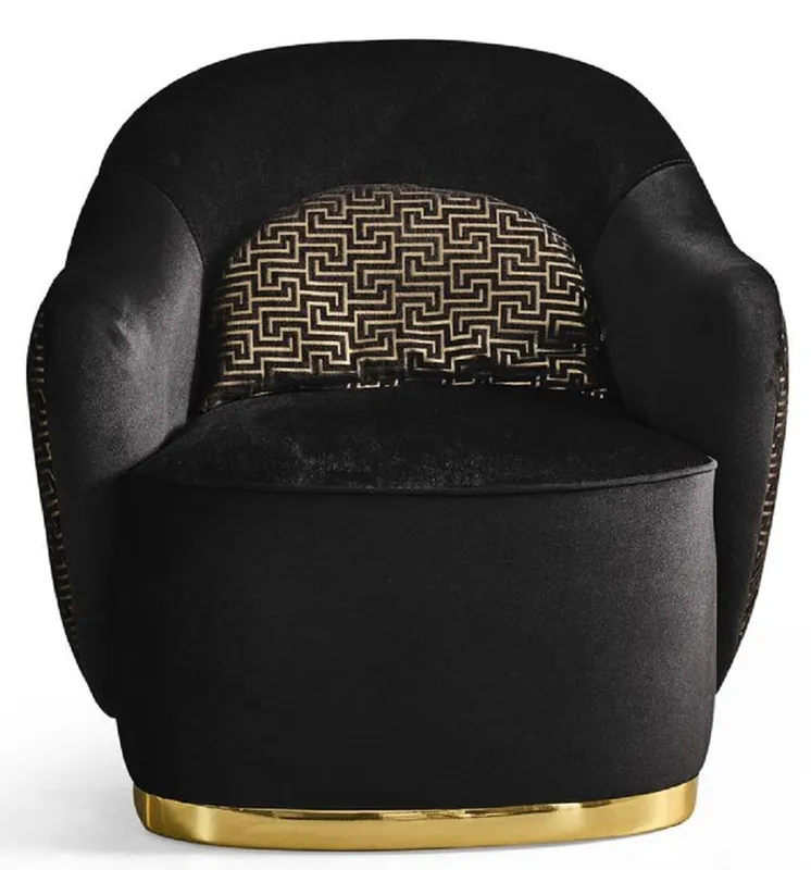 Markenprodukt Casa Padrino poltrona di design di lusso nero / oro 85 x 80 x A. 85 cm - Poltrona da soggiorno - Mobili da soggiorno - Mobili di lusso - Arredi da soggiorno - Arredi di lusso - Di lusso mobili