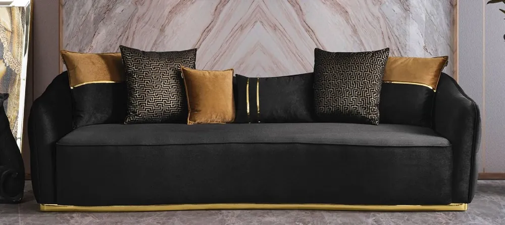 Finale Aktion Casa Padrino divano di lusso nero / oro 240 x 100 x A. 80 cm - Divano da soggiorno - Mobili da soggiorno - Mobili di lusso - Arredi da soggiorno - Arredi di lusso - Qualità di lusso