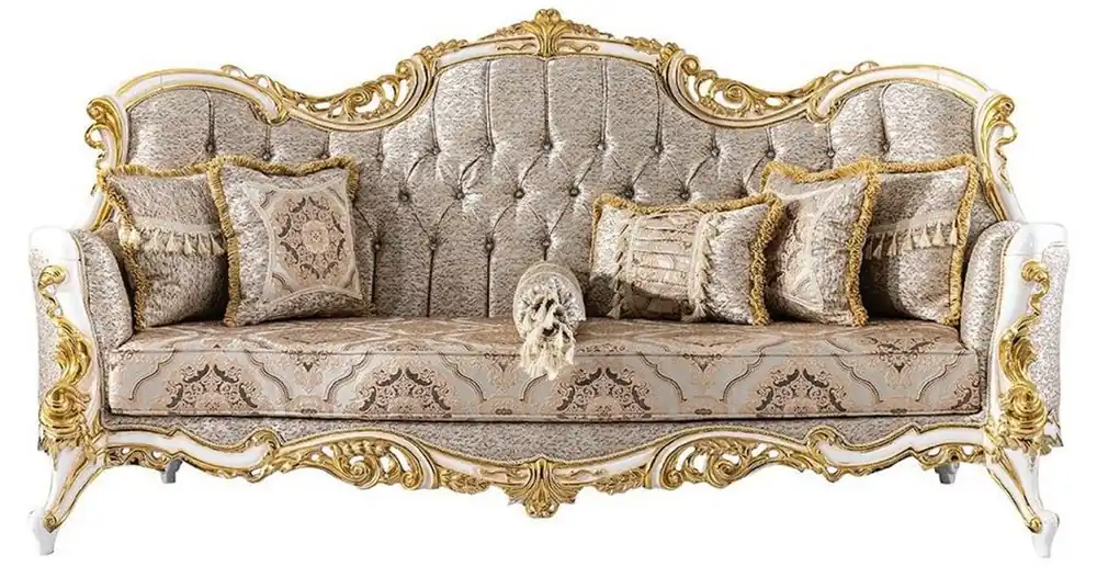 Casa Padrino divano barocco di lusso argento / beige / nero / bianco / oro - Magnifico divano da soggiorno con strass - Mobili da soggiorno in stile barocco - Mobili di lusso in stile barocco Neue Ware