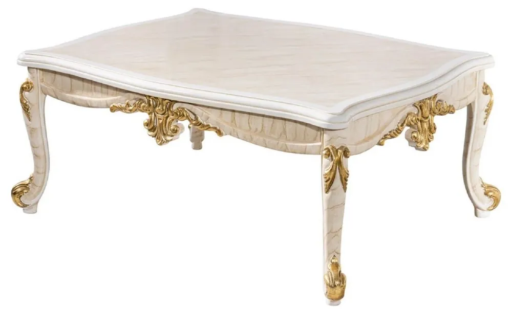 Casa Padrino tavolo da soggiorno barocco di lusso beige / bianco / oro - Magnifico tavolo da salotto in stile barocco - Mobili barocchi - Arredi barocchi - Mobili di lusso in stile barocco Begrenztes Angebot