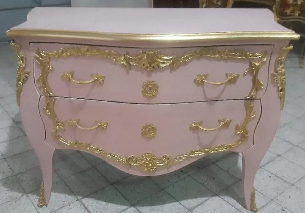 Casa Padrino cassettone barocco con 2 cassetti rosa / oro - Cassettone in legno massello fatta a mano in stile barocco - Mobili per camera da letto in stile barocco - Mobili barocchi Rabatt
