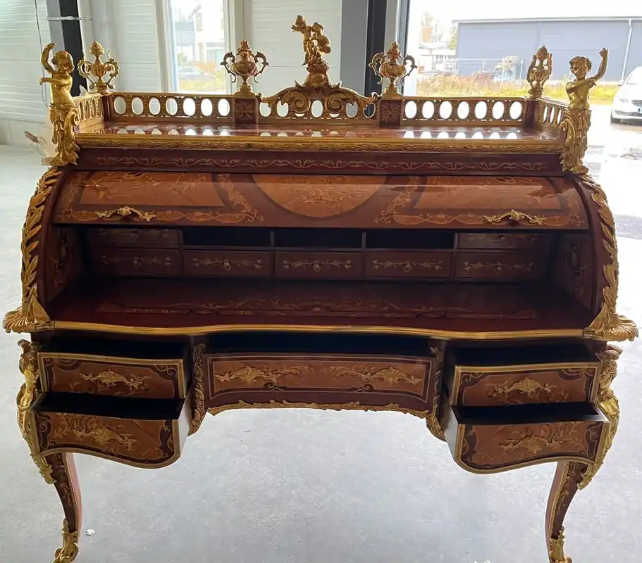 Markenware Casa Padrino segretario barocco di lusso intarsio marrone / oro - Magnifica scrivania in stile barocco - Mobili per ufficio barocco - Mobili in stile barocco - Arredamento per ufficio barocco