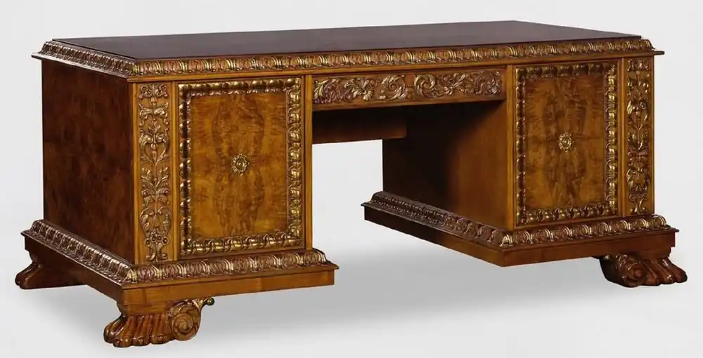 Markenprodukt Casa Padrino scrivania di lusso in legno massello marrone 184 x 96 x A. 78 cm - Scrivania da ufficio - Scrivania per computer - Mobile per ufficio di lusso - Arredamento per ufficio di lusso