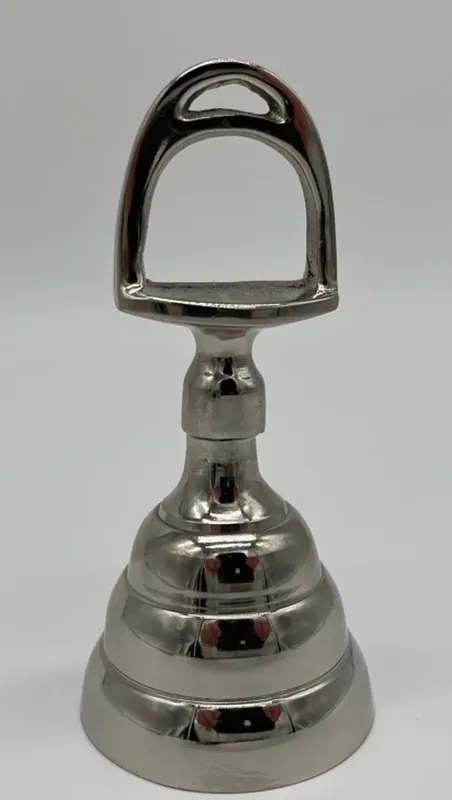 Casa Padrino campanello a mano ottone nichelato Morsetto Ø 5,5 x A. 12,5 cm - Campanello da tavolo - Campanello di servizio - Campanello gastronomia Neu
