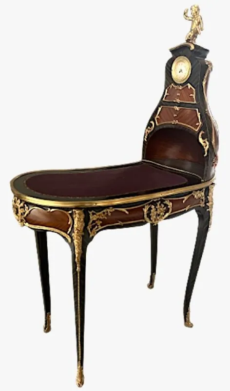 Casa Padrino segretaria barocco con orologio marrone / oro - Magnifica scrivania in stile barocco - Mobile ufficio stile barocco - Mobile stile barocco - Mobile barocco - Arredamento barocco Preiswert