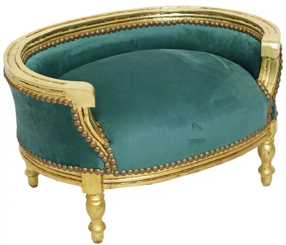 Casa Padrino letto barocco per cani e gatti verde / oro antico - Divano fatto a mano per cani e gatti in stile barocco - Mobili barocchi per cani e gatti - Mobili barocchi per animali domestici Angebot