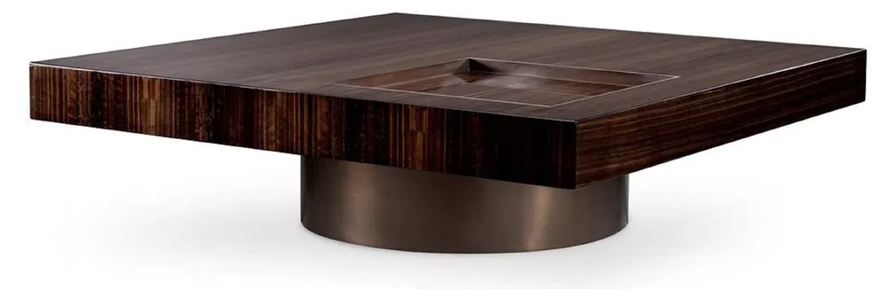 Casa Padrino tavolo da salotto di lusso marrone scuro lucido / bronzo 110 x 110 x A. 31 cm - Tavolo da salotto quadrato - Mobili da soggiorno - Mobili legno massello - Mobili di lusso Expressversand