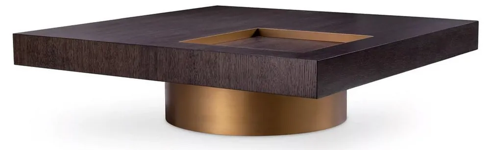Letzte Chance Casa Padrino tavolo da salotto di lusso moka / ottone 110 x 110 x A. 31 cm - Tavolo da salotto quadrato - Mobili da soggiorno - Mobili legno massello - Mobili di lusso