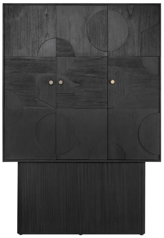 Casa Padrino armadio di design di lusso nero 130 x 45 x A. 190 cm - Armadio a mensola in legno massello con 3 ante - Armadio camera da letto - Armadio soggiorno - Armadio ufficio Zertifiziert