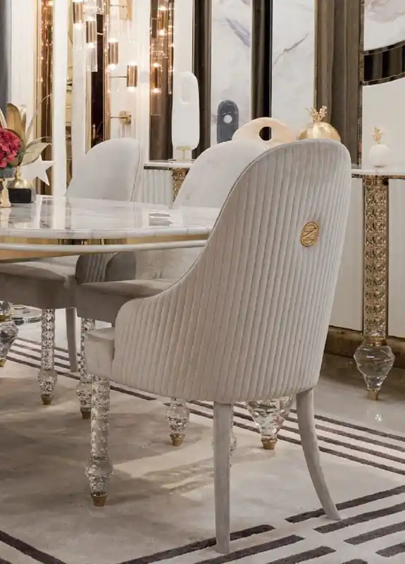 Knallerangebot Casa Padrino set di 8 sedie da pranzo Art Deco di lusso grigio / oro 55 x 60 x A. 100 cm - Mobili per sala da pranzo - Mobili per ristorante - Mobili Art Decò - Mobili di lusso - Qualità di lusso
