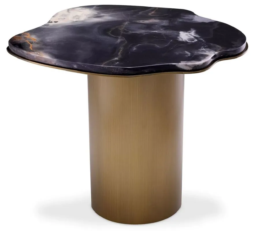 Casa Padrino tavolino di lusso nero / ottone 58,5 x 60,5 x A. 51 cm - Tavolo in acciaio inox con piano in marmo - Mobile soggiorno - Mobile di lusso - Arredamento da soggiorno Begrenztes Angebot