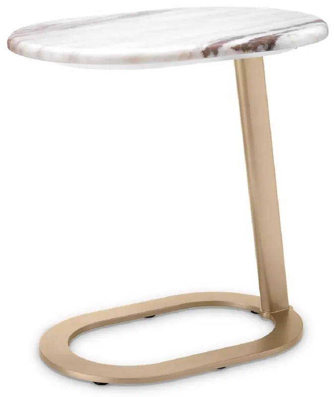 Nur Für Kurze Zeit Casa Padrino tavolino di lusso bianco-marrone / ottone 49 x 34 x A. 50 cm - Tavolo in acciaio inox con piano in marmo - Mobile soggiorno - Mobile di lusso - Arredamento da soggiorno
