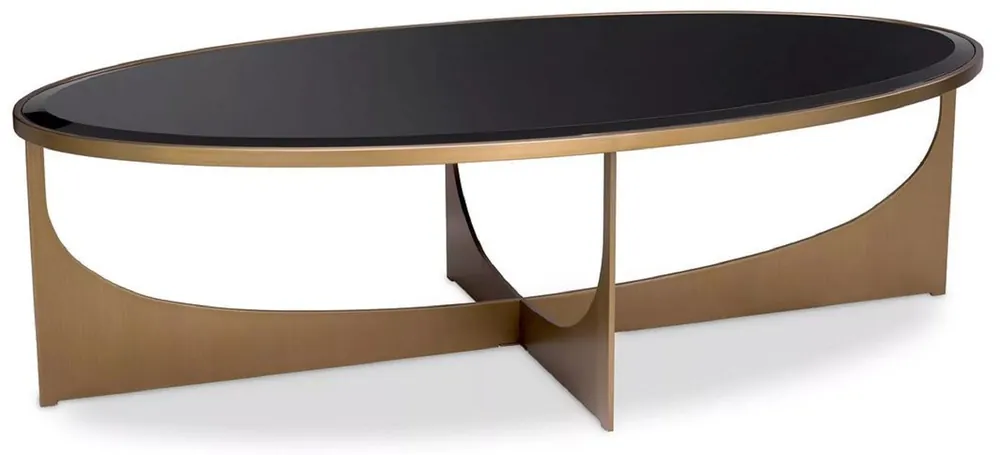 Casa Padrino tavolo da salotto di lusso ottone / nero 101,5 x 41,5 x A. 78,5 cm - Tavolino ovale inox con piano in vetro - Mobili di lusso - Mobili da soggiorno - Arredamento di lusso Abverkauf