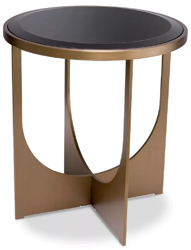 Casa Padrino tavolino di lusso ottone / nero Ø 40,5 x A. 44,5 cm - Tavolo rotondo in acciaio inox con piano in vetro - Mobili di lusso - Mobili da soggiorno - Arredi di lusso - Arredi da soggiorno Geprüft