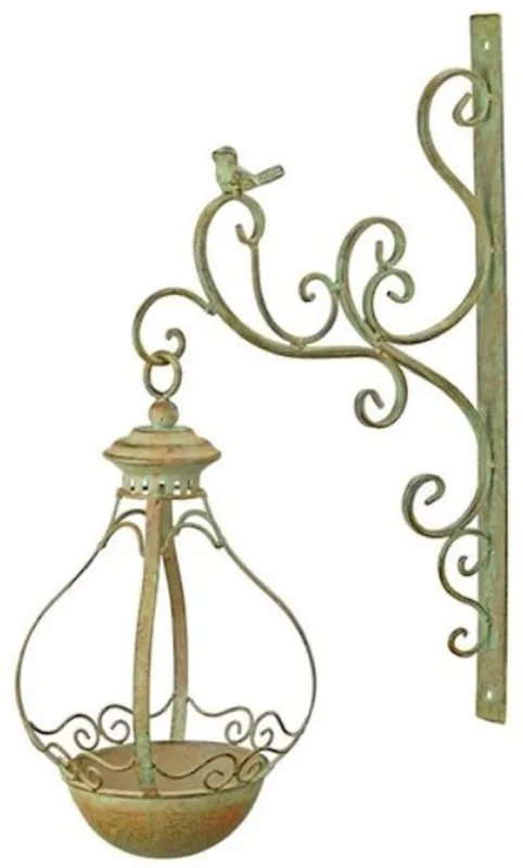 Casa Padrino Vasca per Uccelli da Parete Art Nouveau Verde / Ruggine 19 x A. 53 cm - Vasca per Uccelli da Parete in Metallo - Accessori per la Decorazione di Giardini e Terrazze Begrenztes Angebot