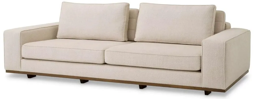 Finale Aktion Casa Padrino divano di lusso beige / marrone 236 x 110 x A. 80 cm - Divano da soggiorno con cuscini - Mobili da soggiorno - Mobili di lusso - Arredi da soggiorno - Arredi di lusso