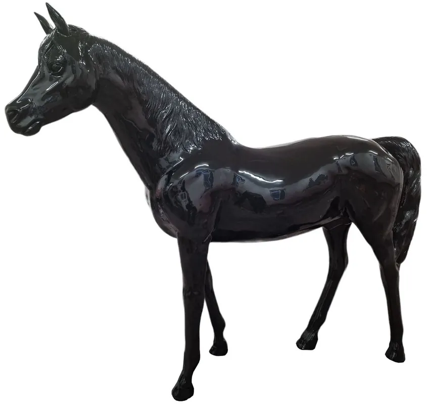 Super-Preis Casa Padrino scultura decorativa di lusso cavallo nero 220 x A. 195 cm - Enorme scultura da giardino - Scultura a grandezza naturale - Scultura decorativa XXL - Figura decorativa XXL