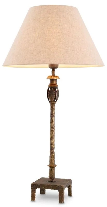 Casa Padrino lampada da tavolo di lusso ottone vintage / beige Ø 44,5 x A. 84 cm - Lampada da scrivania con paralume rotondo - Lampade da tavolo - Lampade da scrivania - Ottima fattura Mega-Angebot