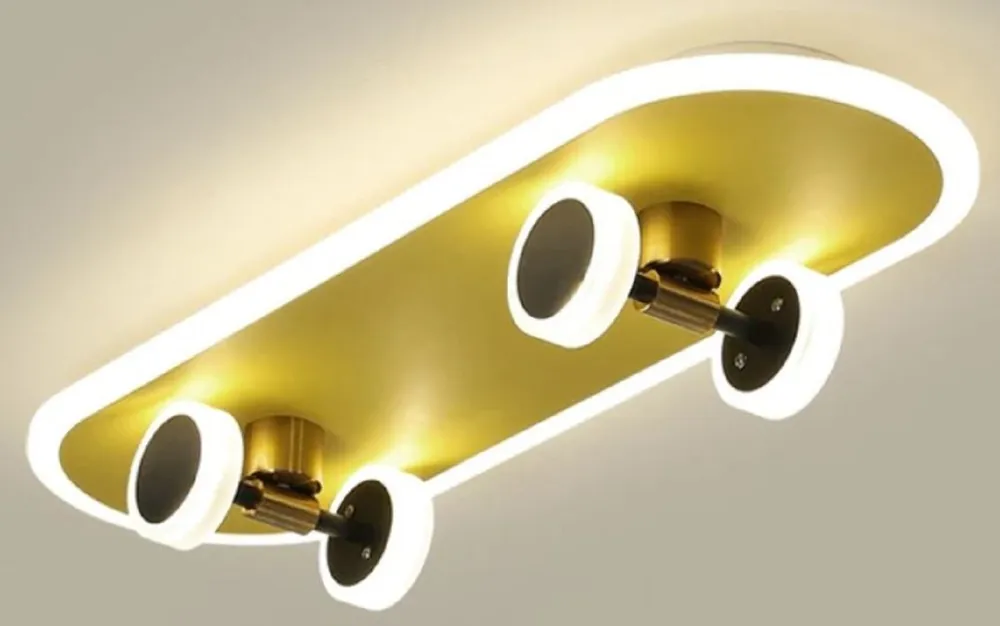 Must-Have Casa Padrino lampada di copertura di lusso a forma di skateboard oro 60 x 20 cm - Lampada di copertura a LED skateboard - Lampade di lusso - Lampade skateboard - Interni di lusso