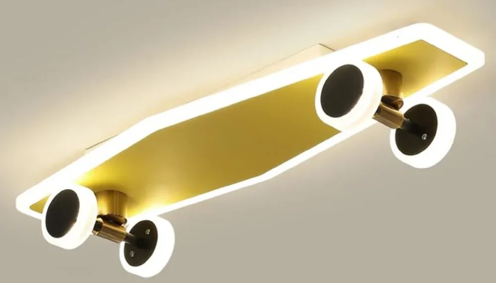 Casa Padrino lampada di copertura di lusso a forma di skateboard oro 60 x 20 cm - Lampada di copertura a LED skateboard - Lampade skateboard - Lampade di lusso - Interni di lusso Wochenendangebot