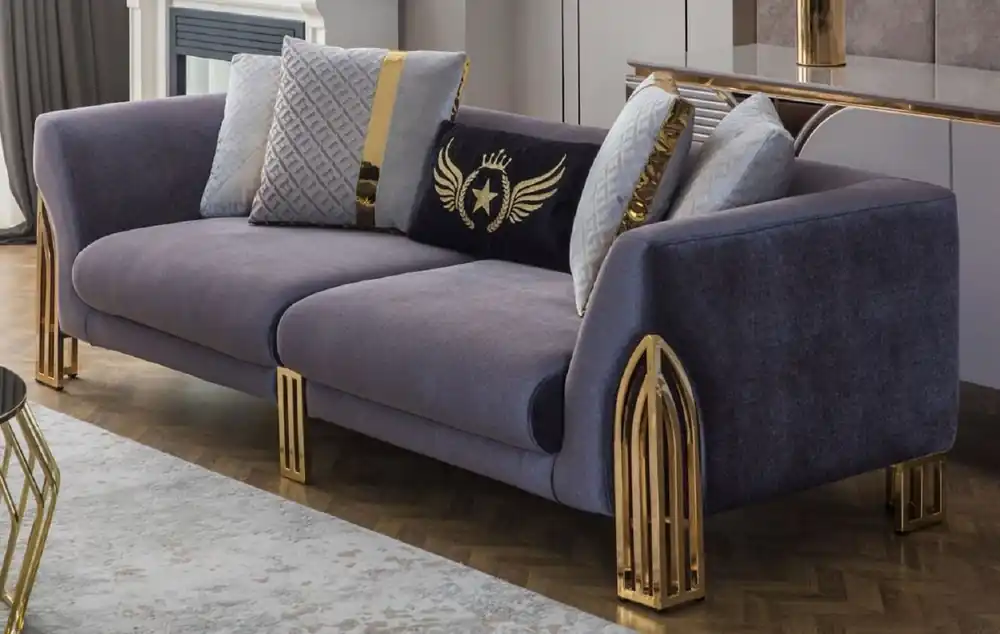 Casa Padrino divano lusso viola / oro 230 x 90 x A. 77 cm - Divano da soggiorno - Divano per hotel - Mobili da soggiorno - Mobili per hotel - Arredamento di lusso - Arredamento da soggiorno Sonderangebot